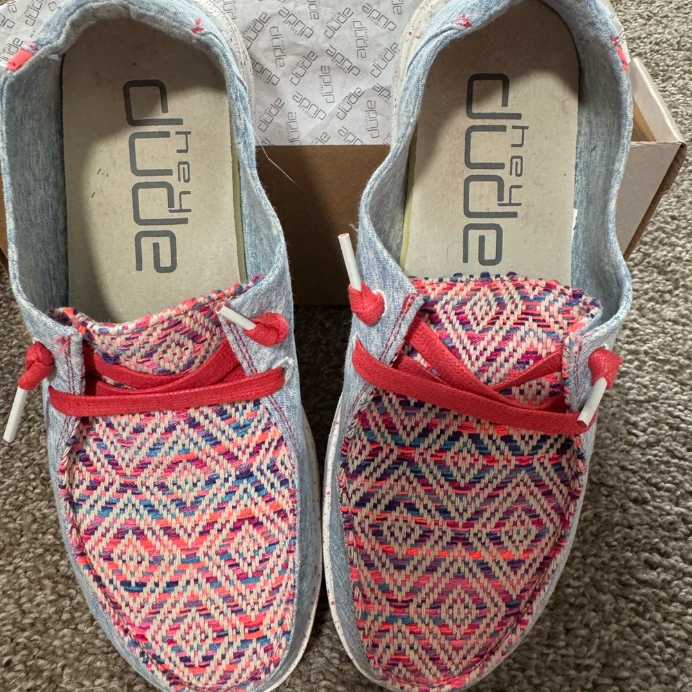 Hey Dude Pink and Gray Moccasins Slip-On Comfort